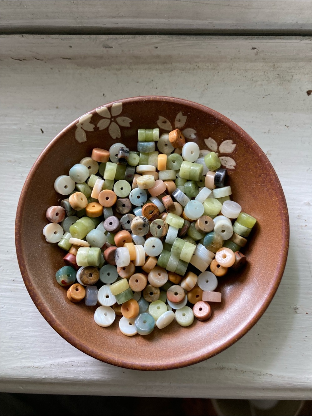 Heishi Natural Bead Mix-Amazonite, Fancy Jasper South Jade and Shell.